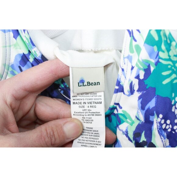 LL Bean BeanSport Swimwear High Neck Tankini Top Print Blue Size 4 - Picture 7 of 10